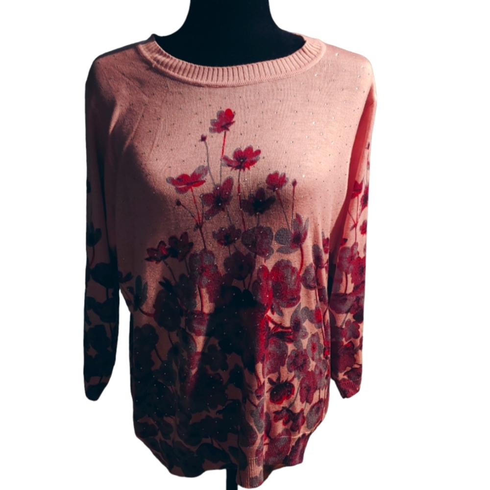 Cathy Daniels Floral Sweater, PXL